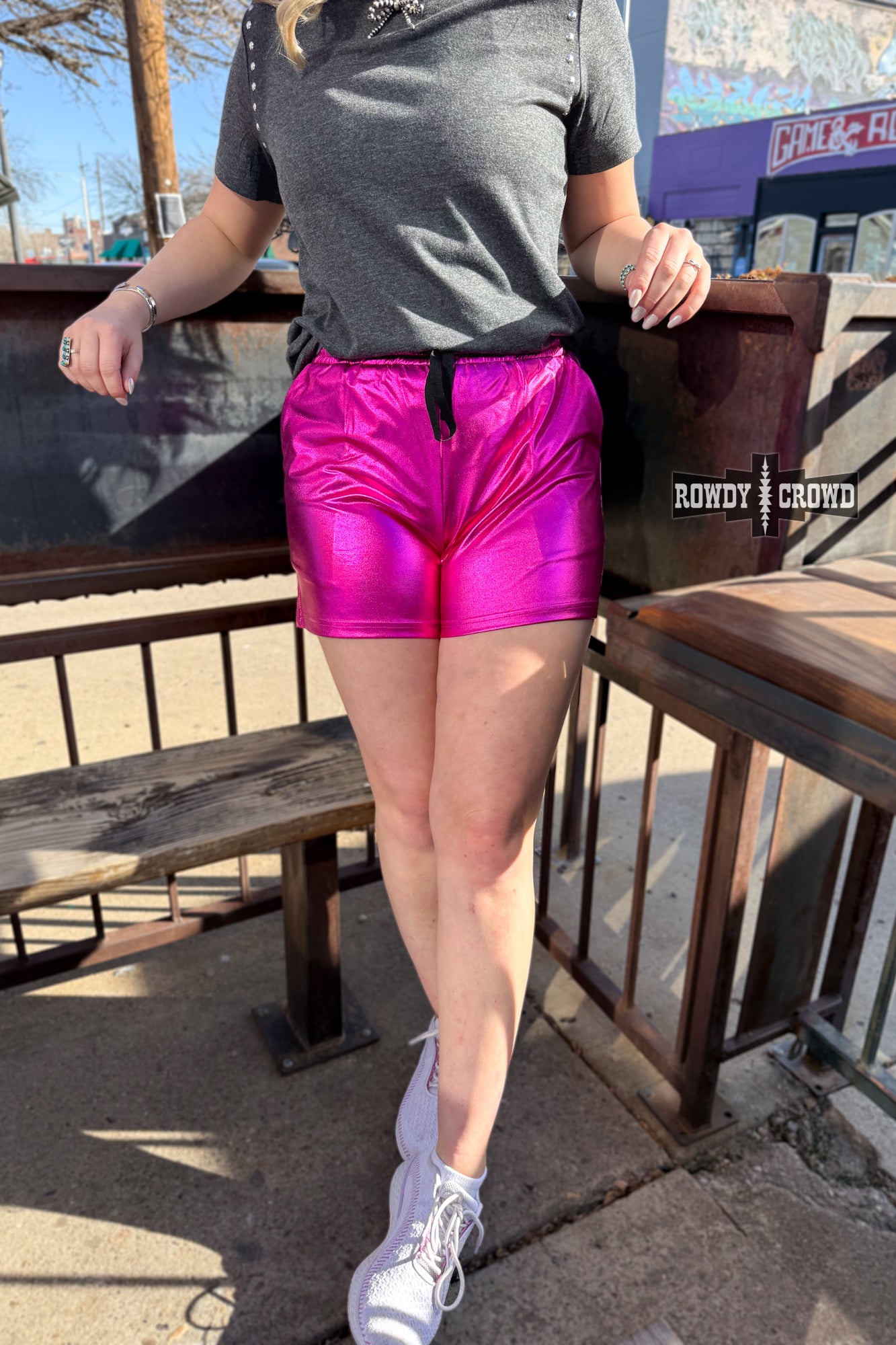 Pantalones cortos metalizados rosas