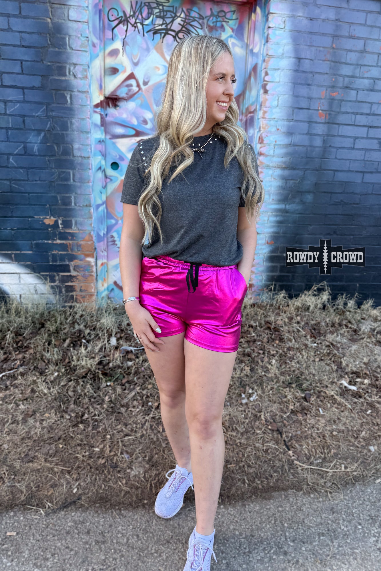 Pantalones cortos metalizados rosas