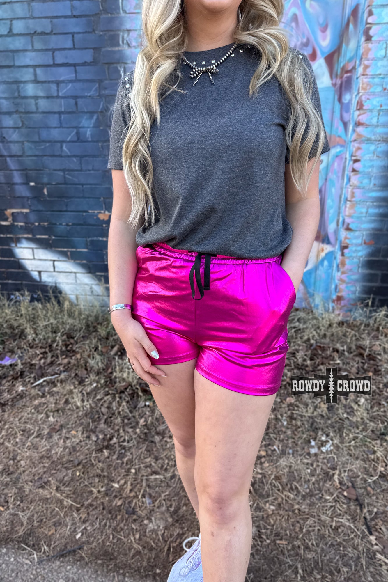 Pantalones cortos metalizados rosas