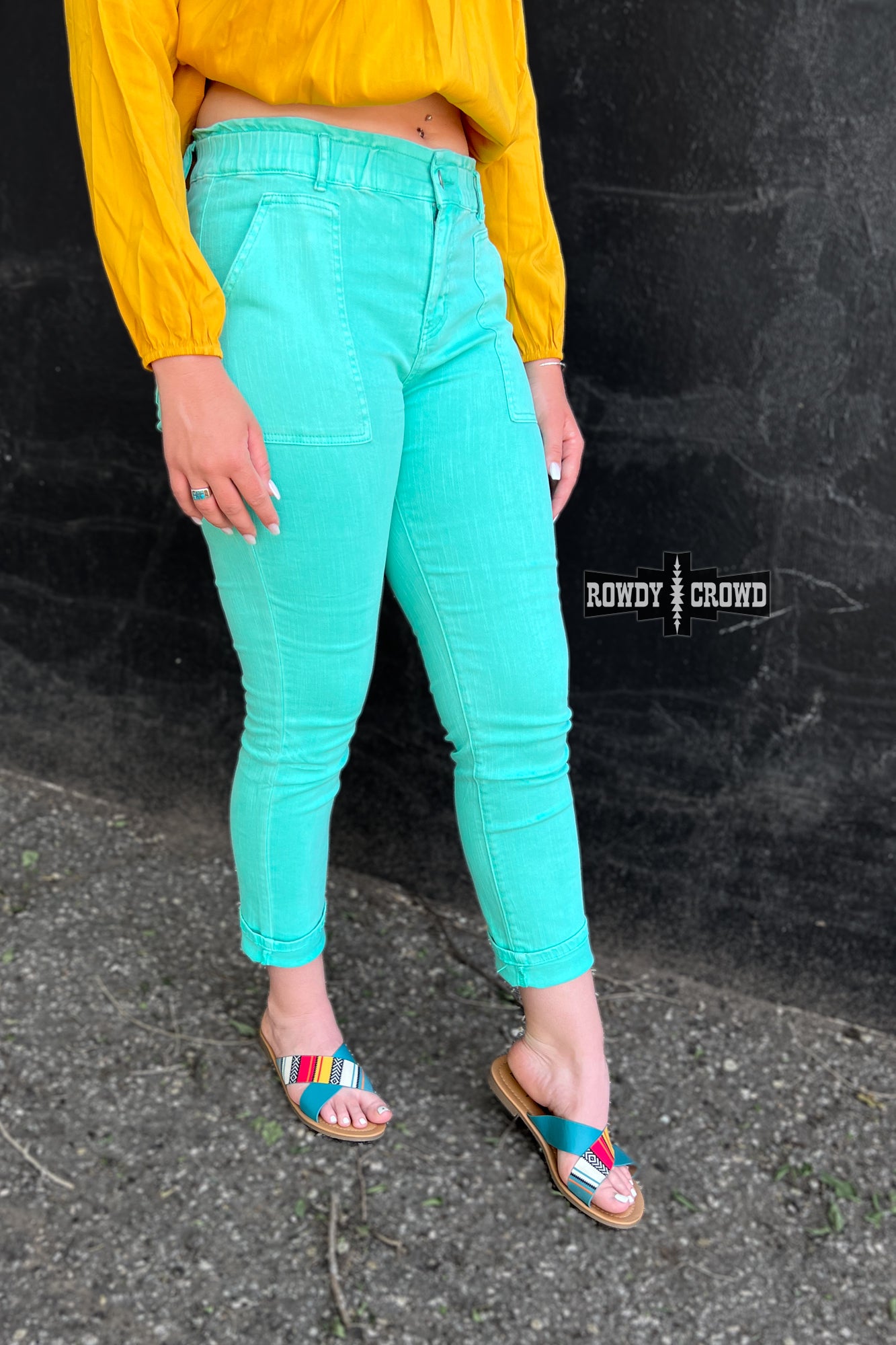 Pantalon azul fashion turquesa