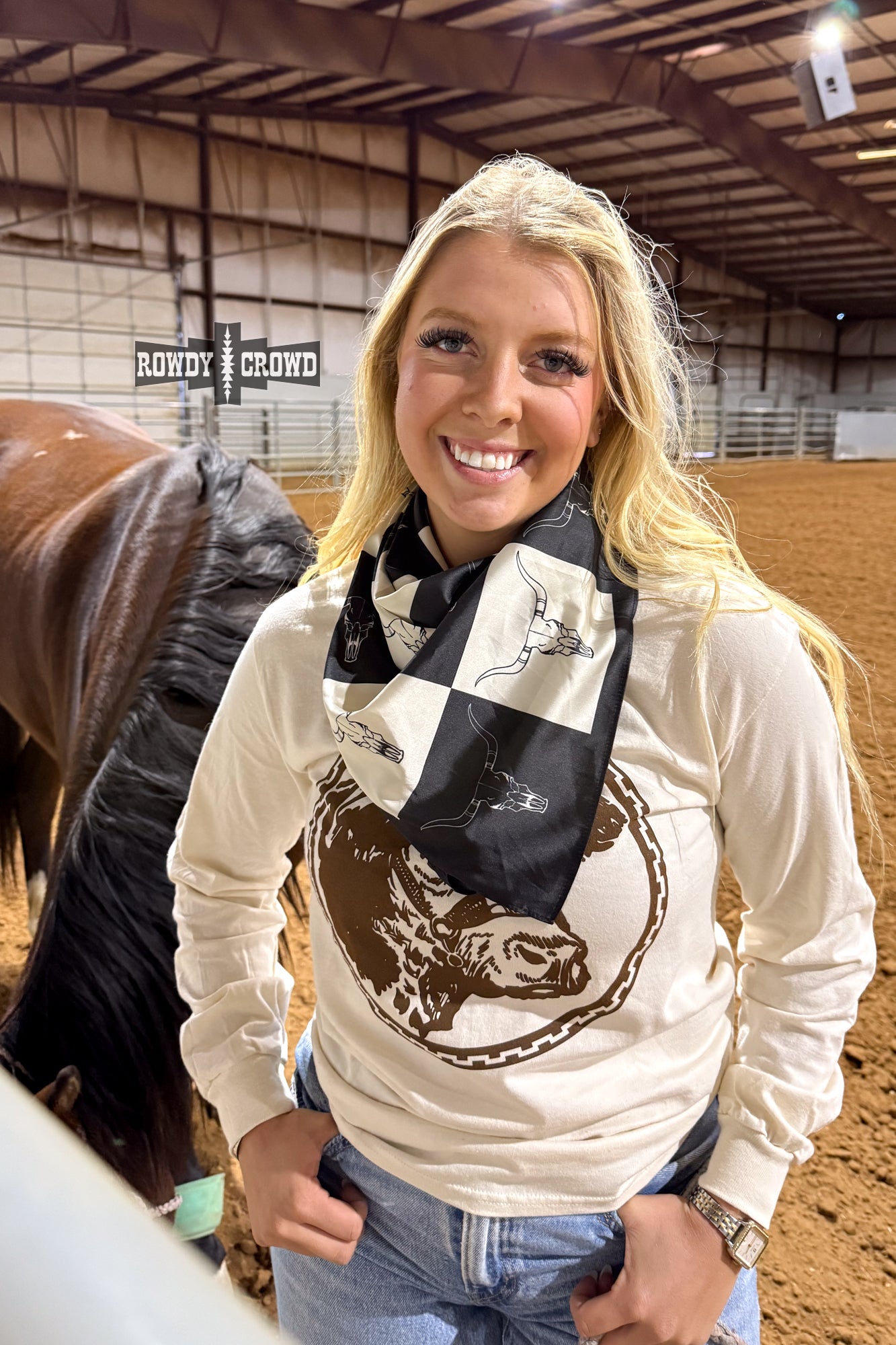 BLACK Checkered Skull Wild Rag