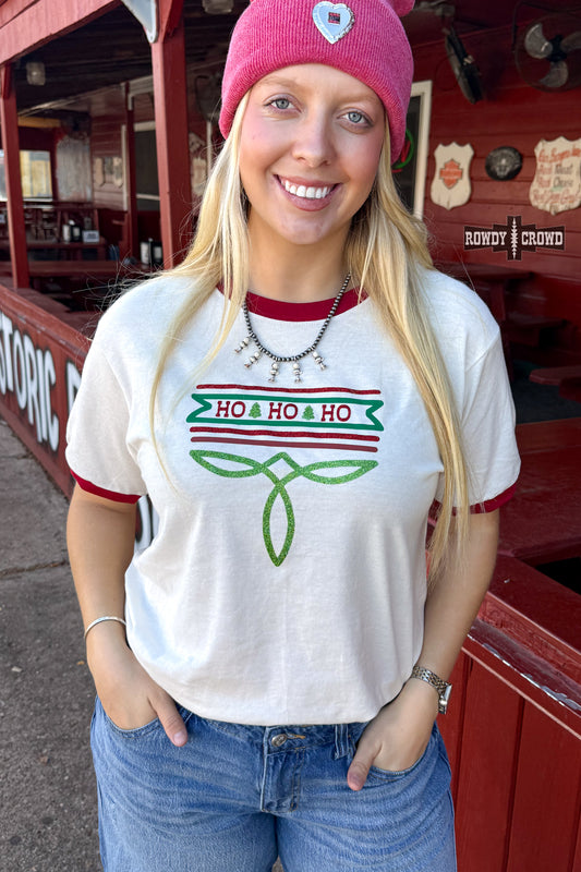 Christmas Boot Stitch Ringer Tee