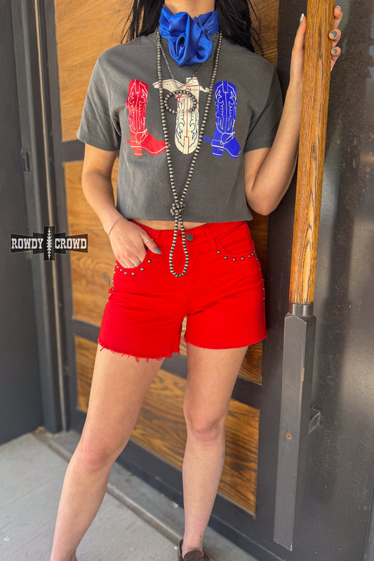 RED- Shenandoah Stud Shorts