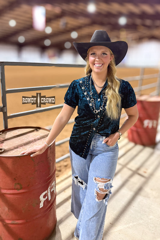 TEAL Vallejo Velvet Button Up